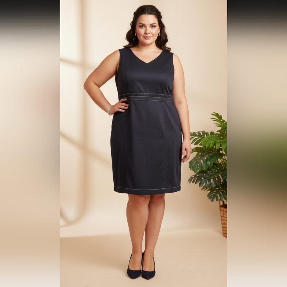 Lane Bryant Black Dress Sleeveless V-Neck Sheath Workwear Casual Plus Size 24